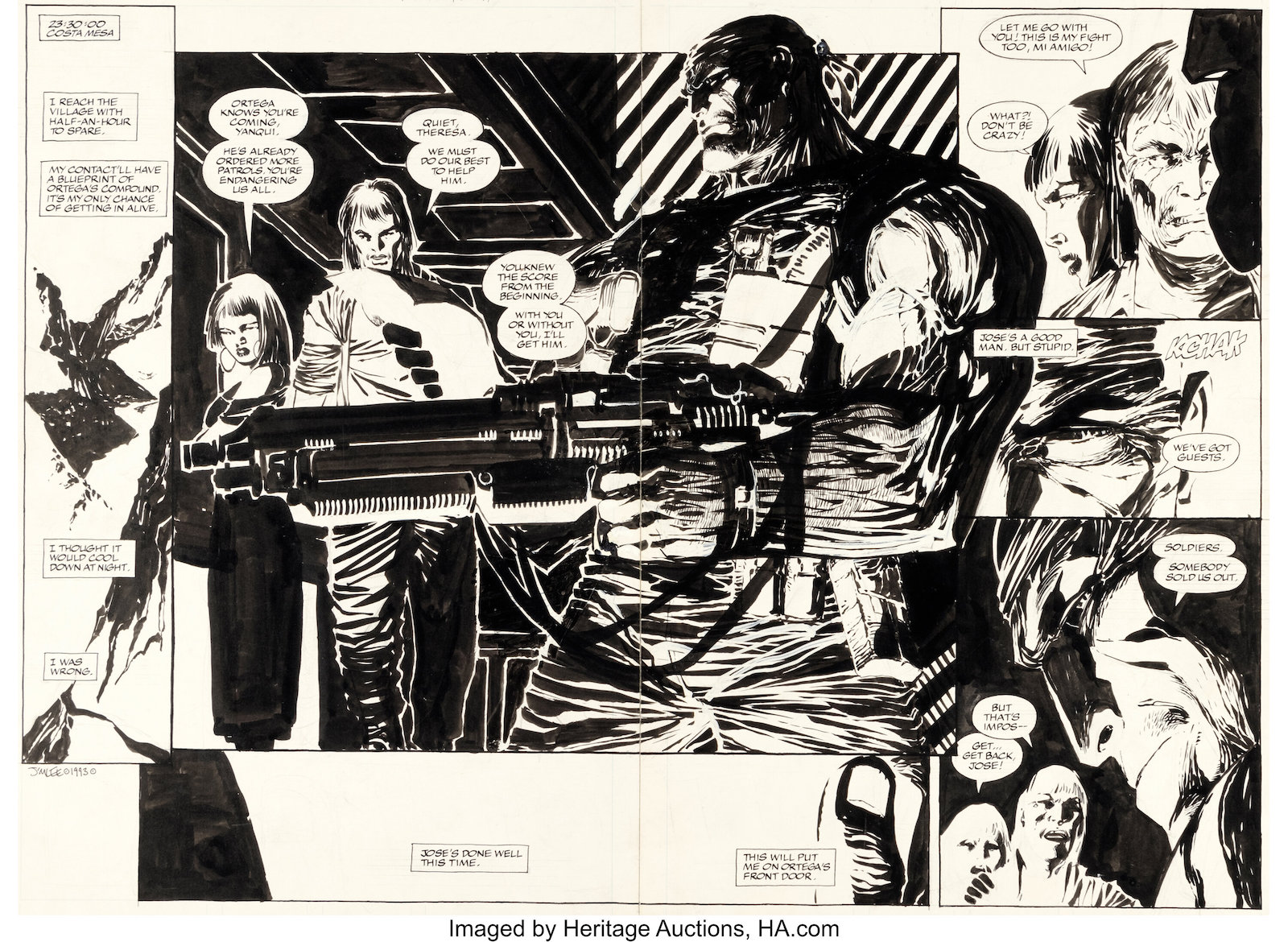 Jim Lee Deathblow #0 Double Page Spread 10-11 Original Art (Image, 1996)