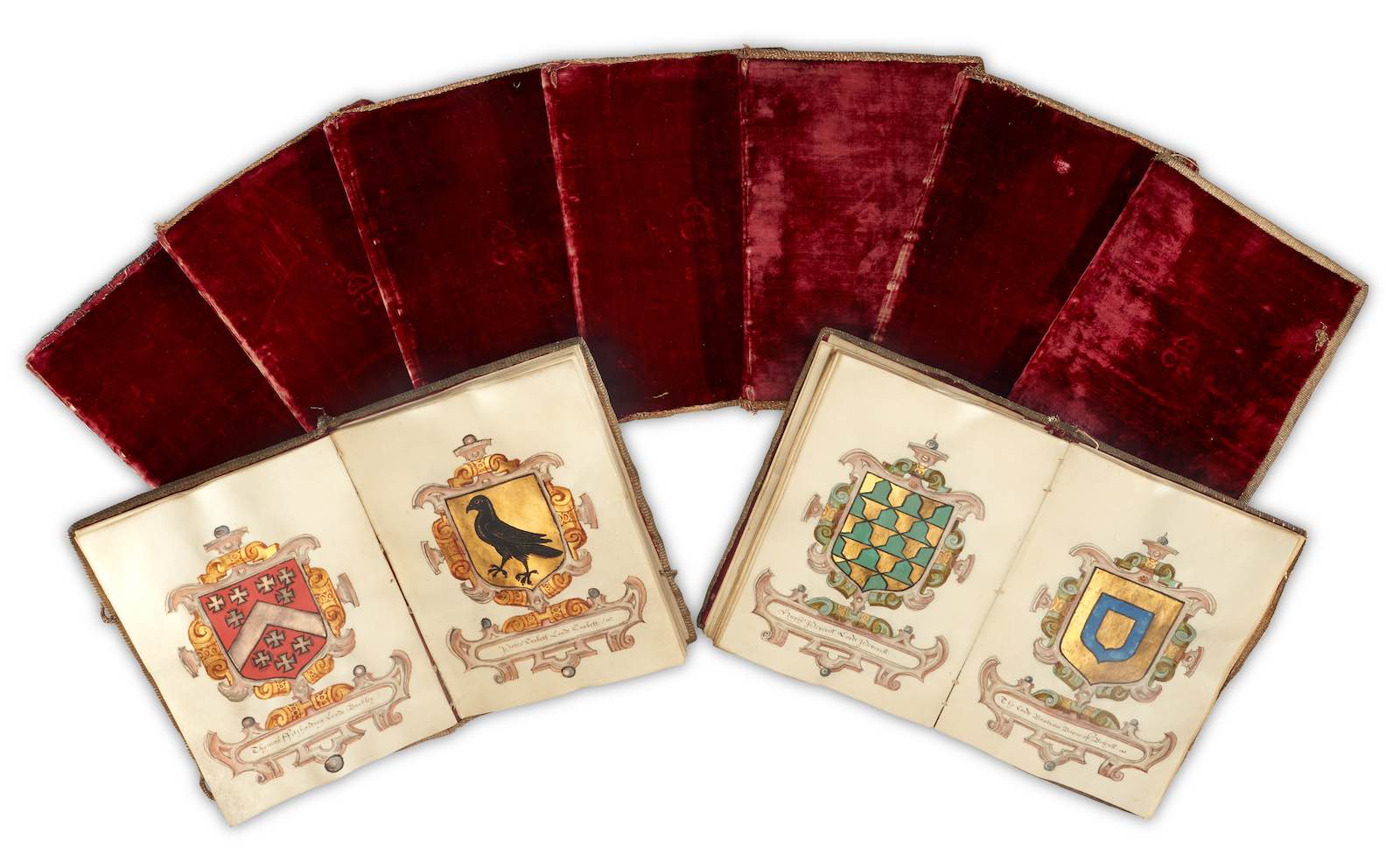 Lot 10, Queen Elizabeth I—Sir Gilbert Dethick 9 illustrated heraldic manuscripts presented to the Queen, 1568-80