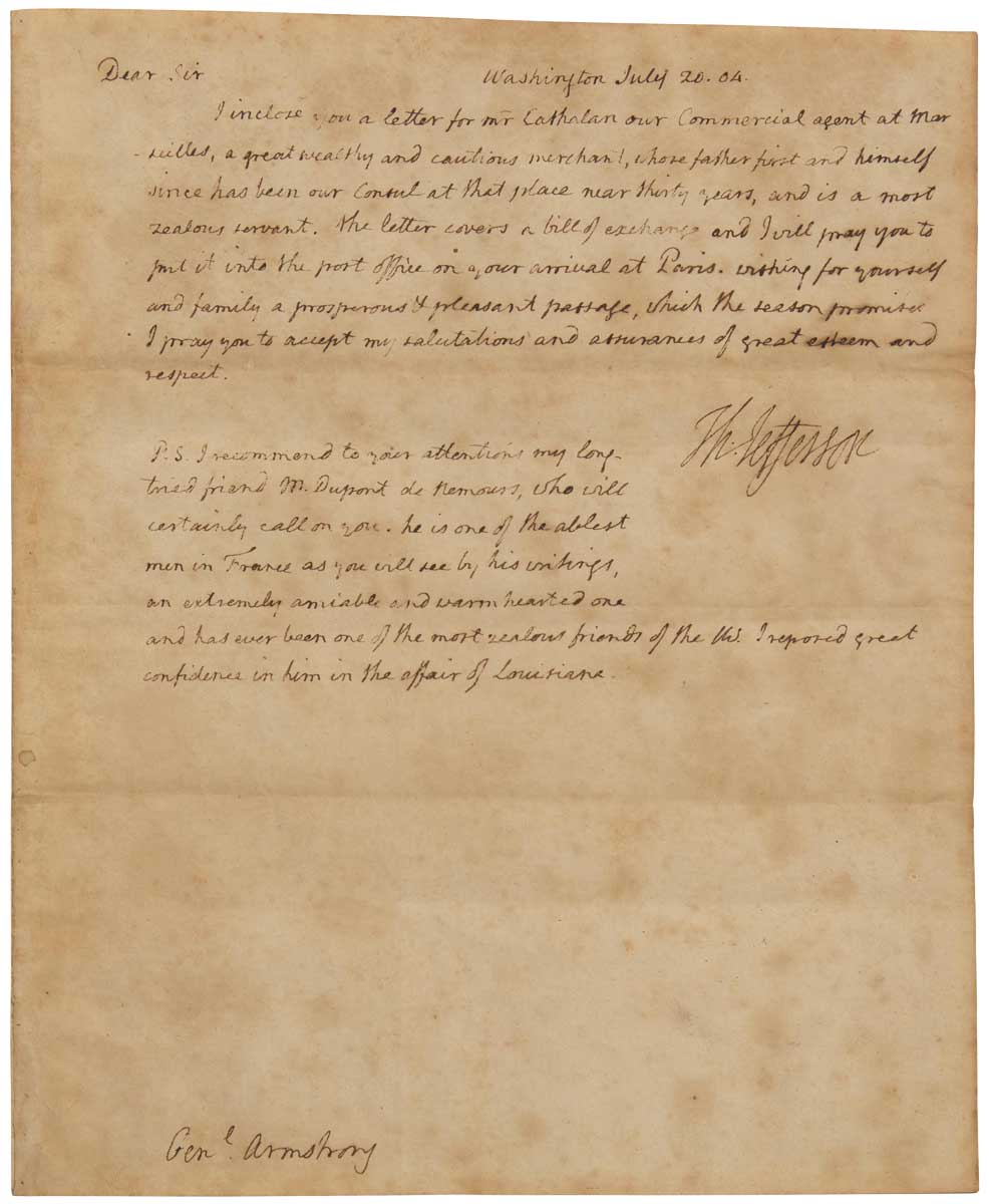 Thomas Jefferson autograph letter