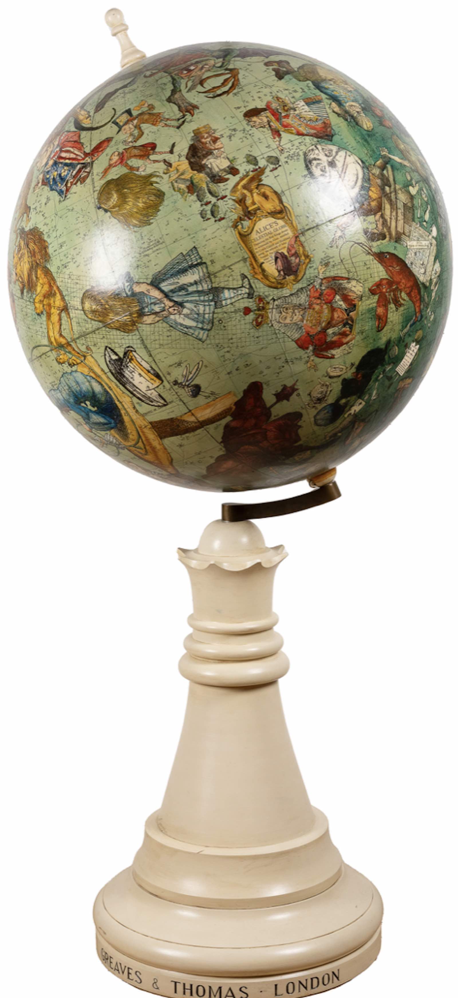 A celestial globe depicting the Red Kings dream as witnessed by Alice