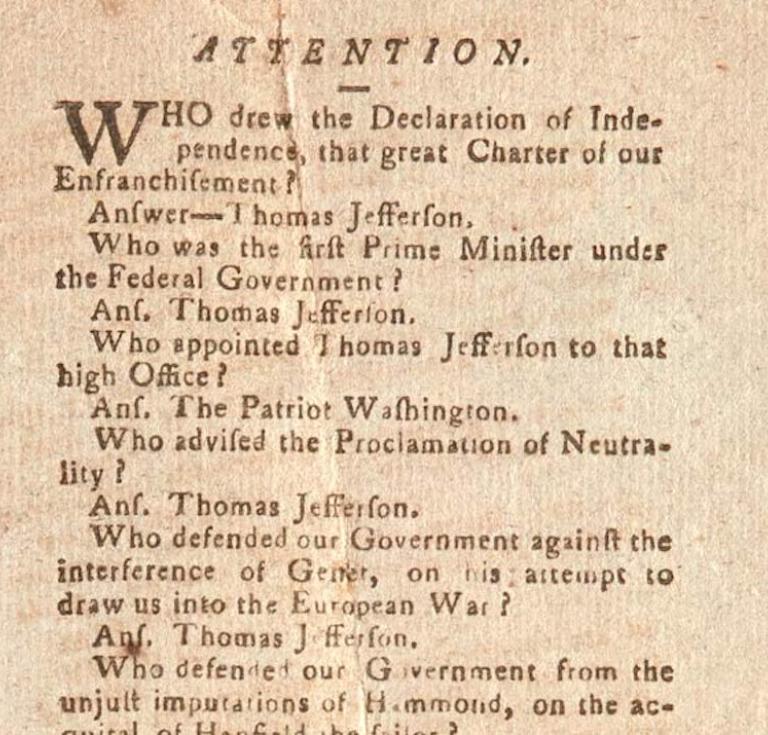 Election handbill 1796