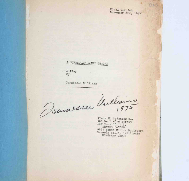 The Tennessee Williams script